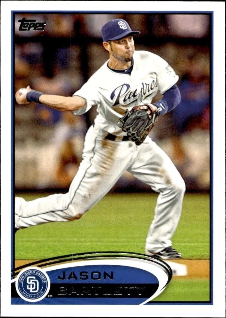 Jason Bartlett 2012 Topps #605 Baseball Trading Card - Front 2012 Topps Jason Bartlett #605 baseball trading card front
