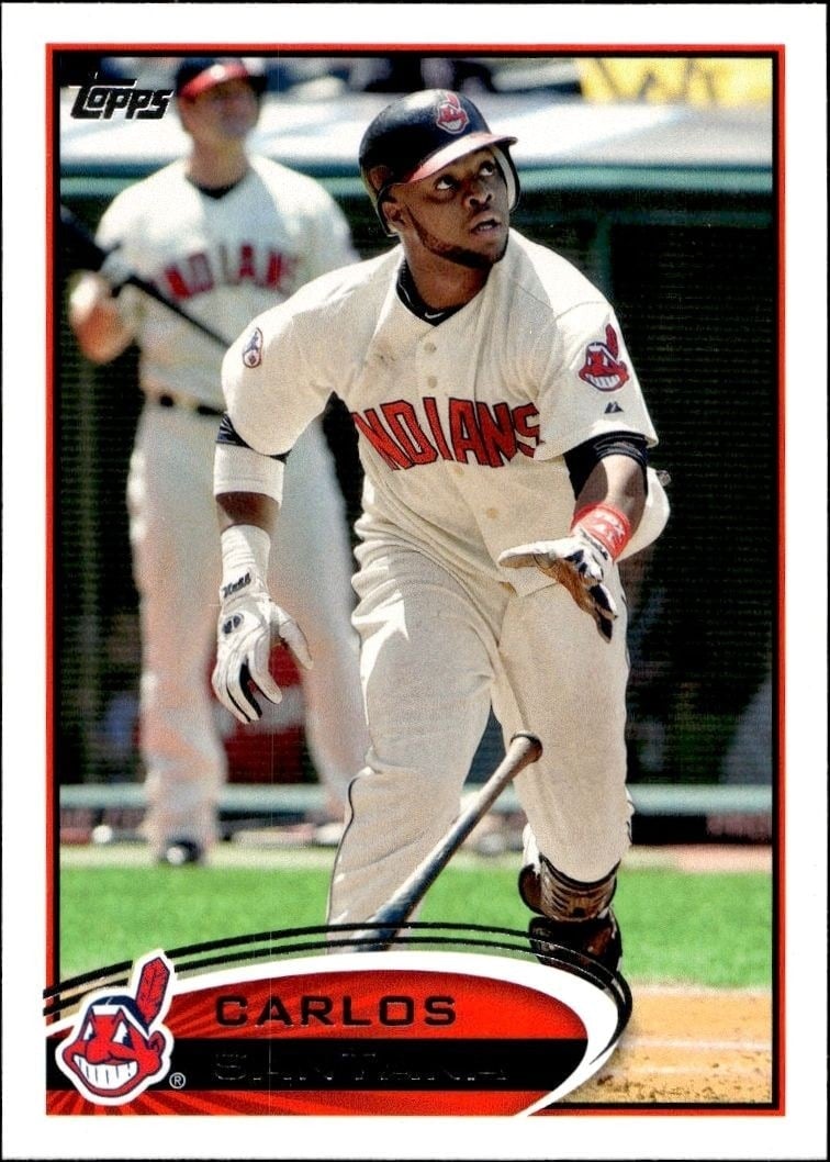 Carlos Santana 2012 Topps #656 Baseball Trading Card - Front 2012 Topps Carlos Santana #656 baseball trading card front