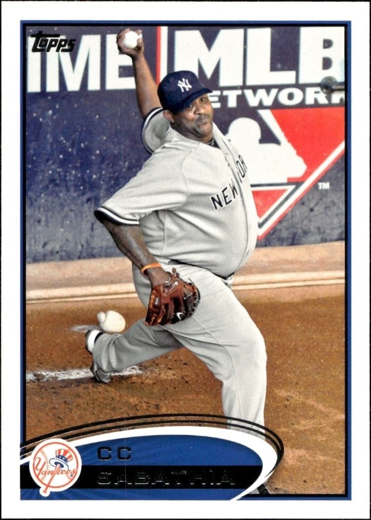 CC Sabathia 2012 Topps #607 Baseball Trading Card - Front 2012 Topps CC Sabathia #607 baseball trading card front