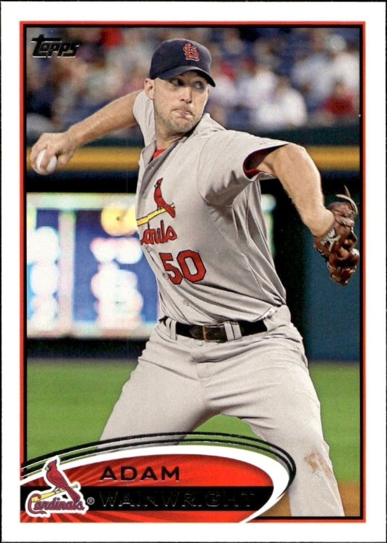 Adam Wainwright 2012 Topps #495 Baseball Trading Card - Front 2012 Topps Adam Wainwright #495 baseball trading card front