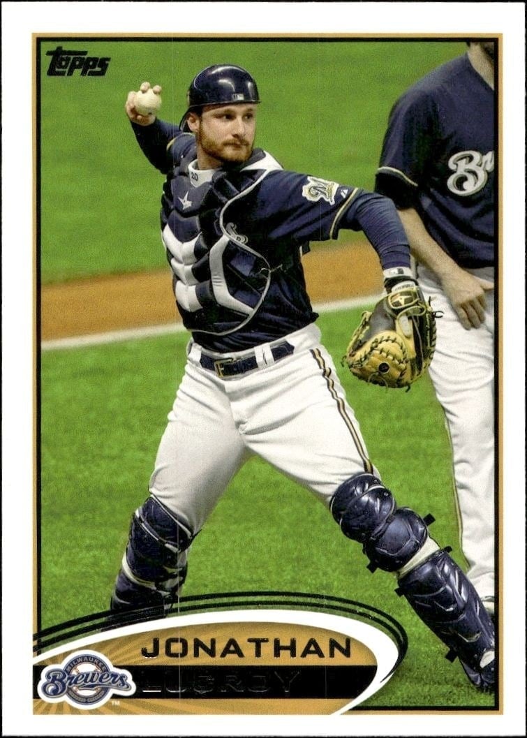 Jonathan Lucroy 2012 Topps #395 Baseball Trading Card - Front 2012 Topps Jonathan Lucroy #395 baseball trading card front