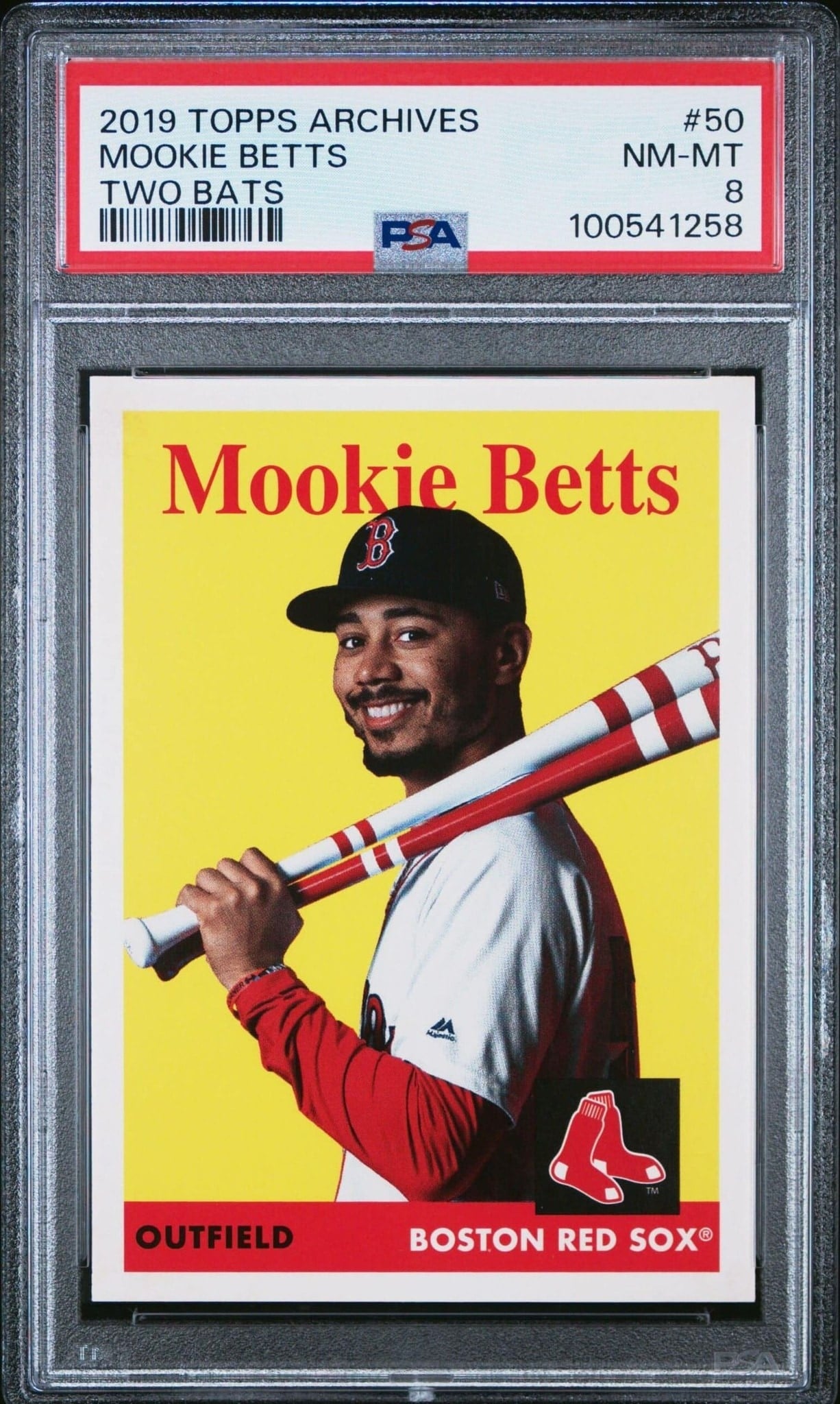 Mookie Betts 2019 Topps Archives #50 Baseball Trading Card - Front 2019 Topps Archives Mookie Betts #50 baseball trading card front
