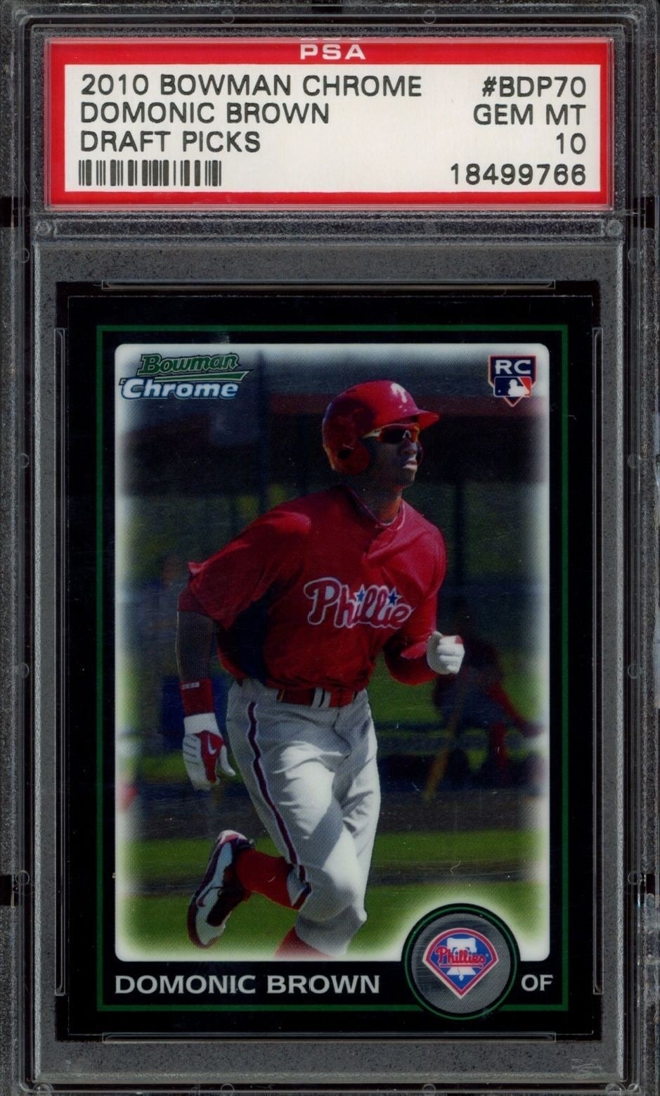 Domonic Brown 2010 Bowman Chrome #BDP70 Baseball Trading Card - Front 2010 Bowman Chrome Domonic Brown #BDP70 baseball trading card front
