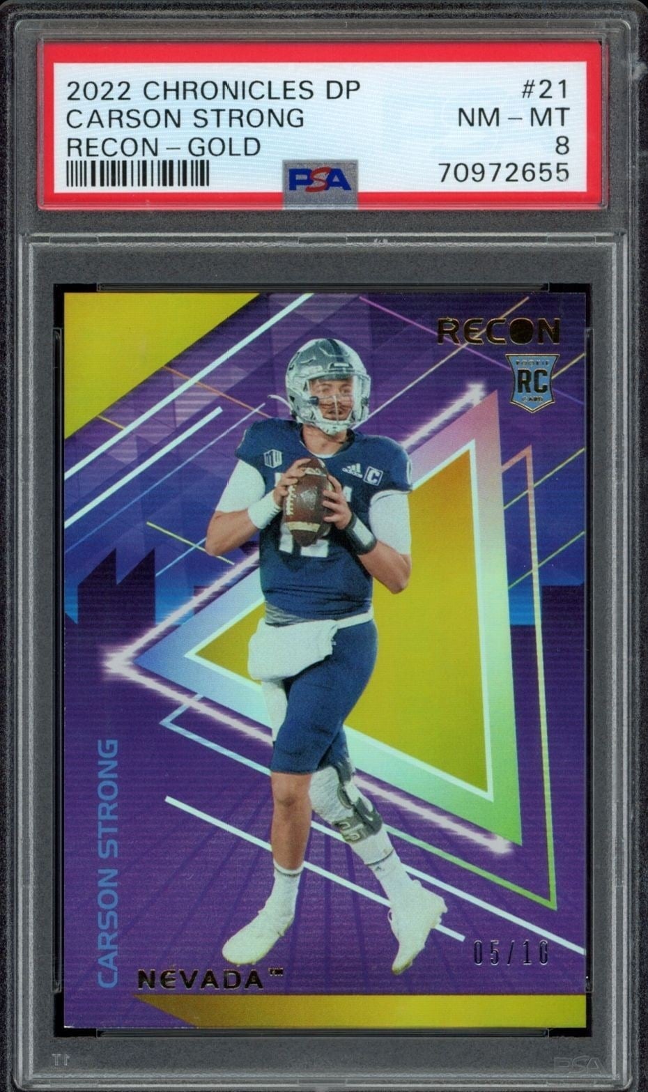 Carson Strong 2022 Panini Chronicles Draft Picks #21 Football Trading Card - Front 2022 Panini Chronicles Draft Picks Carson Strong #21 football trading card front