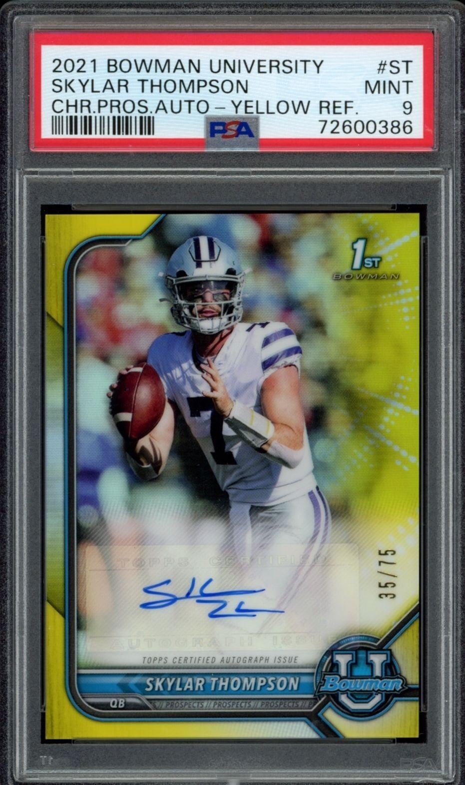 Skylar Thompson 2021 Bowman University #BCPA-ST Football Trading Card - Front 2021 Bowman University Skylar Thompson #BCPA-ST football trading card front