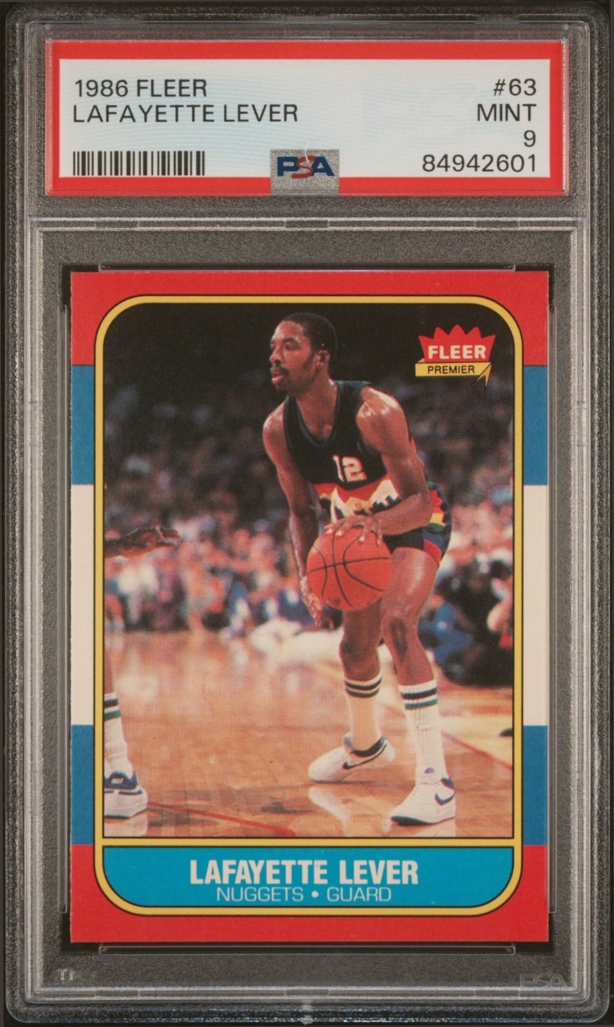 Fat Lever 1986-87 Fleer #63 Basketball Trading Card - Front 1986-87 Fleer Fat Lever #63 basketball trading card front