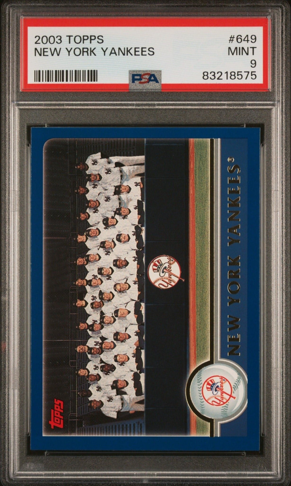New York Yankees 2003 Topps #649 Baseball Trading Card - Front 2003 Topps New York Yankees #649 baseball trading card front