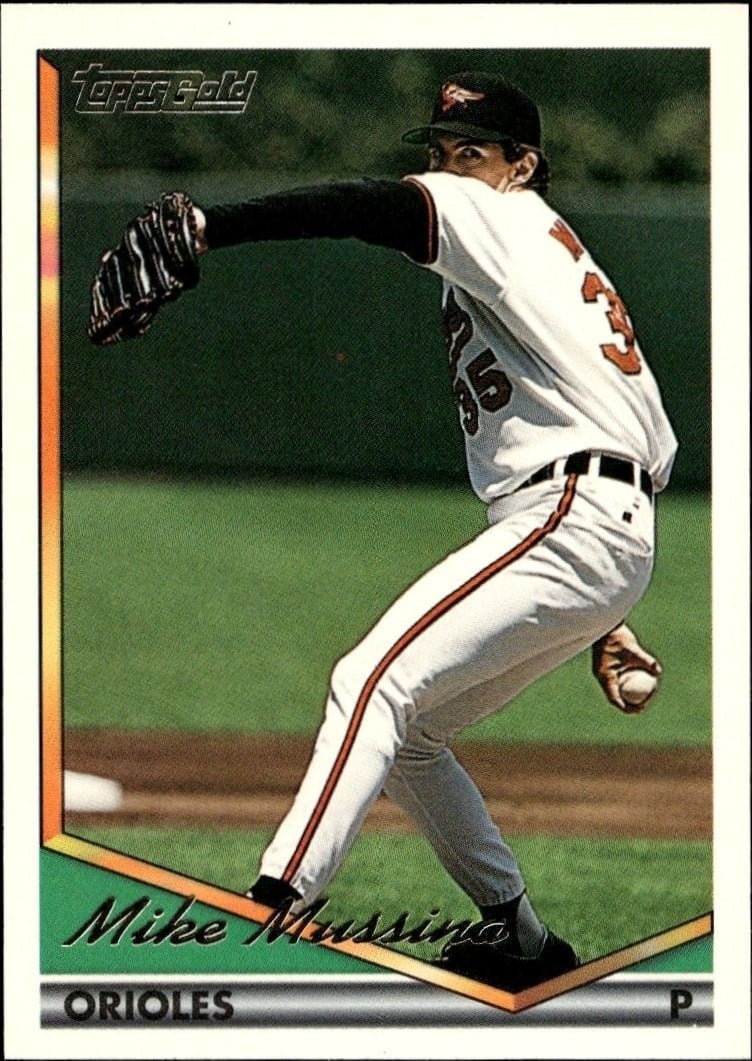 Mike Mussina 1994 Topps #598 Baseball Trading Card - Front 1994 Topps Mike Mussina #598 baseball trading card front