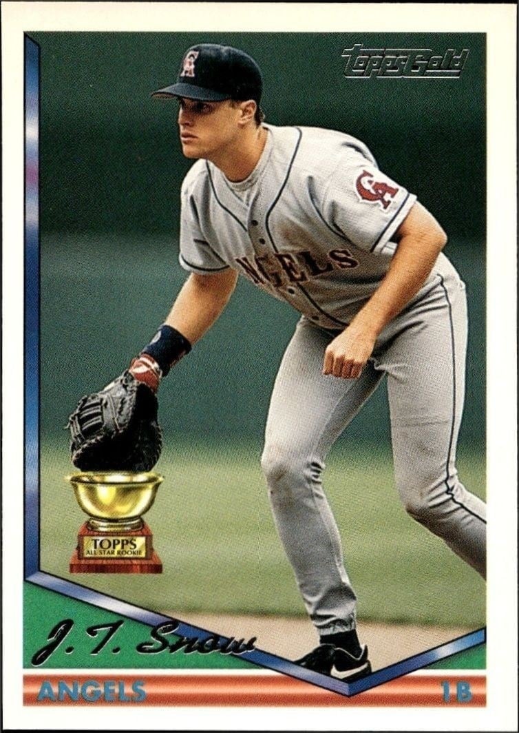 J.T. Snow 1994 Topps #293 Baseball Trading Card - Front 1994 Topps J.T. Snow #293 baseball trading card front
