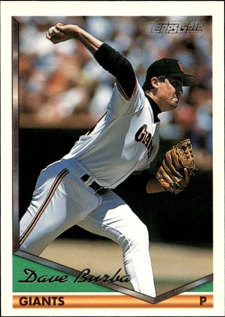 Dave Burba 1994 Topps #433 Baseball Trading Card - Front 1994 Topps Dave Burba #433 baseball trading card front