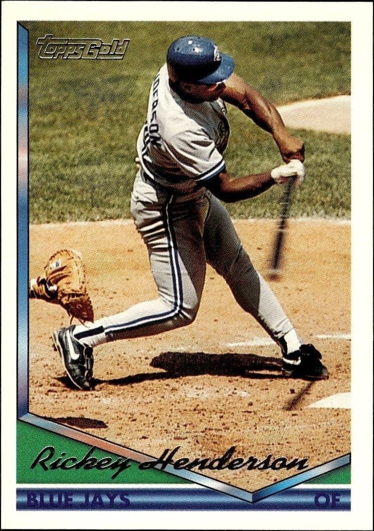 Rickey Henderson 1994 Topps #248 Baseball Trading Card - Front 1994 Topps Rickey Henderson #248 baseball trading card front