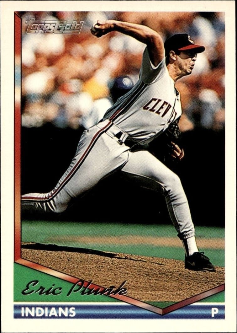 Eric Plunk 1994 Topps #577 Baseball Trading Card - Front 1994 Topps Eric Plunk #577 baseball trading card front