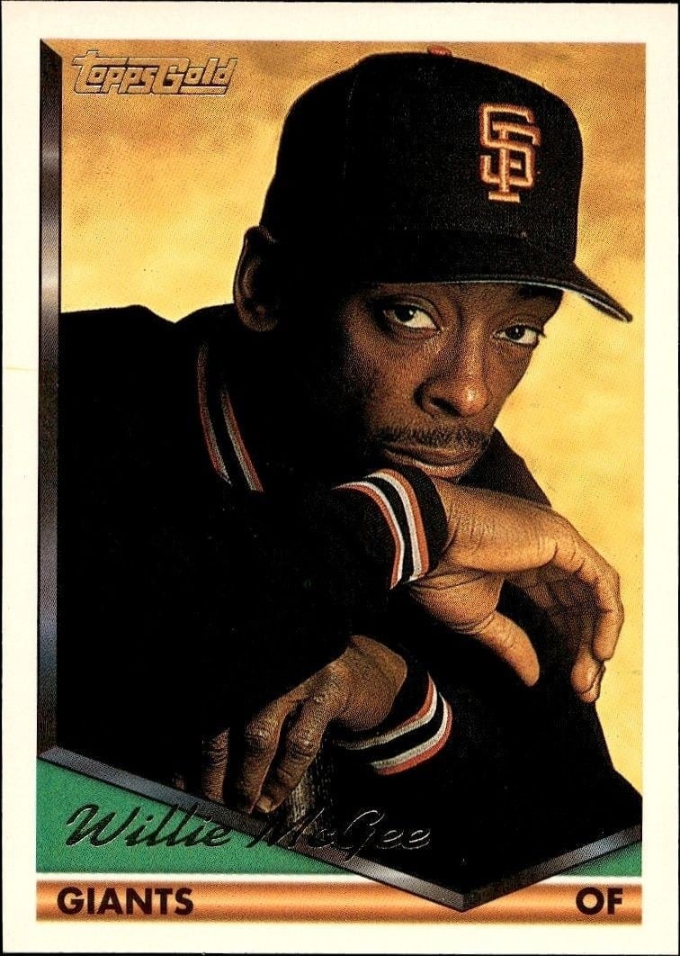 Willie McGee 1994 Topps #574 Baseball Trading Card - Front 1994 Topps Willie McGee #574 baseball trading card front