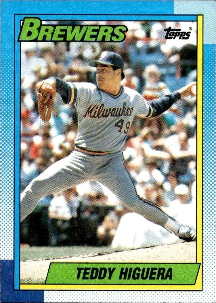 Teddy Higuera 1990 Topps #15 Baseball Trading Card - Front 1990 Topps Teddy Higuera #15 baseball trading card front