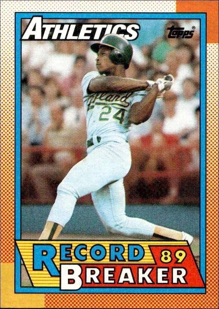 Rickey Henderson 1990 Topps #7 Baseball Trading Card - Front 1990 Topps Rickey Henderson #7 baseball trading card front