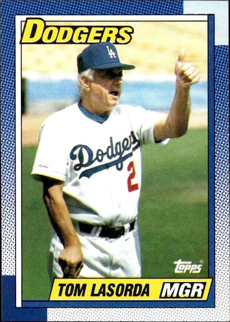 Tom Lasorda 1990 Topps #669 Baseball Trading Card - Front 1990 Topps Tom Lasorda #669 baseball trading card front