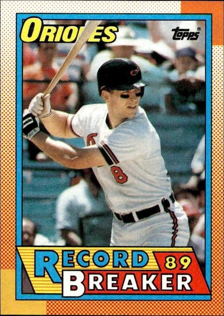 Cal Ripken 1990 Topps #8 Baseball Trading Card - Front 1990 Topps Cal Ripken #8 baseball trading card front