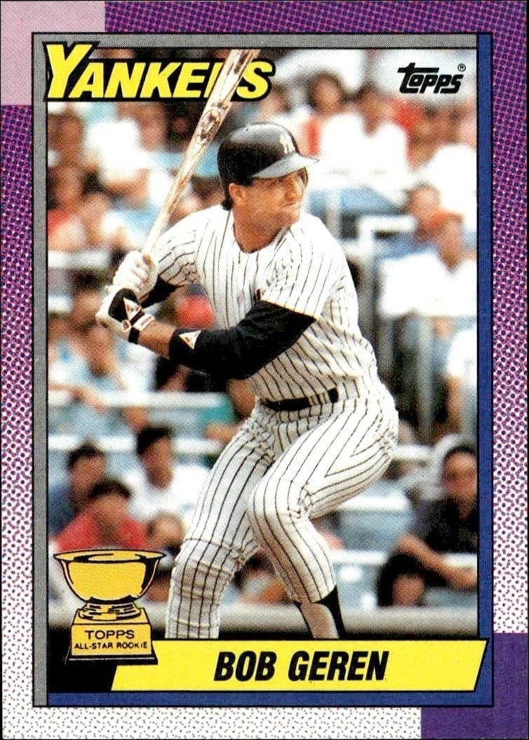 Bob Geren 1990 Topps #536 Baseball Trading Card - Front 1990 Topps Bob Geren #536 baseball trading card front