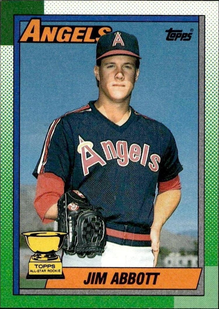 Jim Abbott 1990 Topps #675 Baseball Trading Card - Front 1990 Topps Jim Abbott #675 baseball trading card front