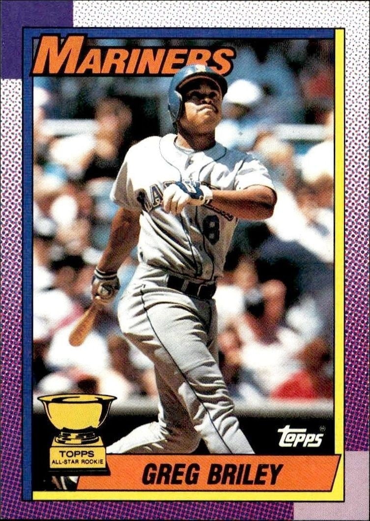 Greg Briley 1990 Topps #288 Baseball Trading Card - Front 1990 Topps Greg Briley #288 baseball trading card front
