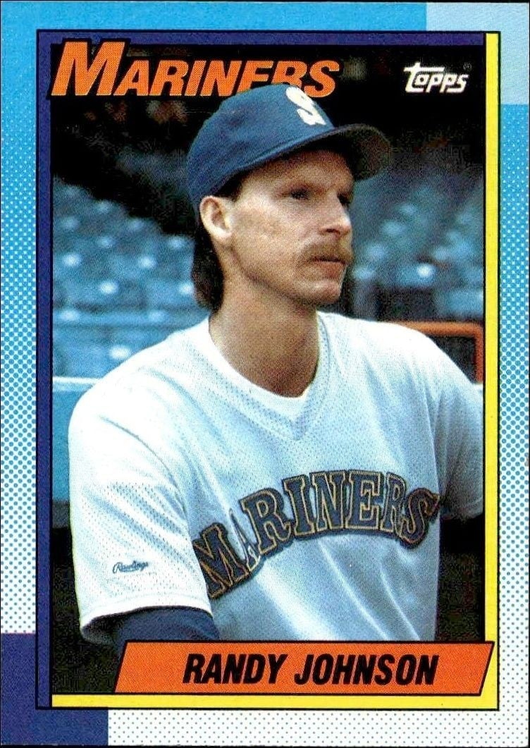 Randy Johnson 1990 Topps #431 Baseball Trading Card - Front 1990 Topps Randy Johnson #431 baseball trading card front