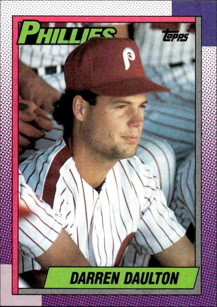 Darren Daulton 1990 Topps #542 Baseball Trading Card - Front 1990 Topps Darren Daulton #542 baseball trading card front
