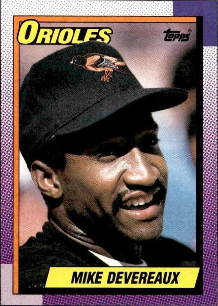 Mike Devereaux 1990 Topps #127 Baseball Trading Card - Front 1990 Topps Mike Devereaux #127 baseball trading card front