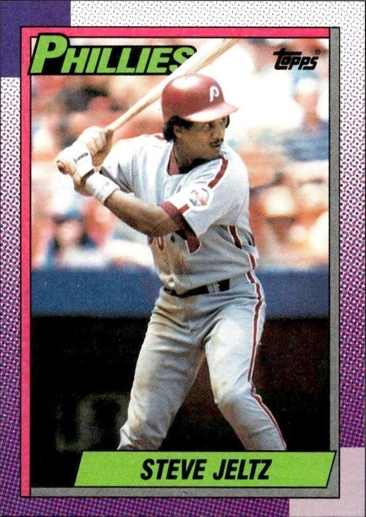 Steve Jeltz 1990 Topps #607 Baseball Trading Card - Front 1990 Topps Steve Jeltz #607 baseball trading card front