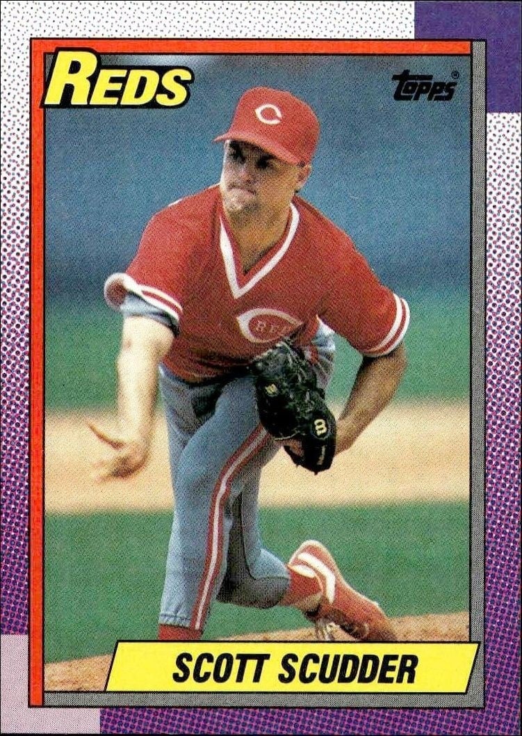 Scott Scudder 1990 Topps #553 Baseball Trading Card - Front 1990 Topps Scott Scudder #553 baseball trading card front