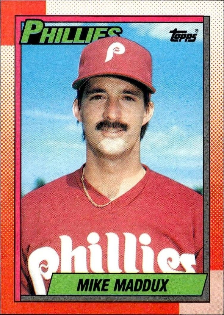 Mike Maddux 1990 Topps #154 Baseball Trading Card - Front 1990 Topps Mike Maddux #154 baseball trading card front