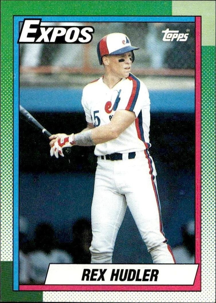 Rex Hudler 1990 Topps #647 Baseball Trading Card - Front 1990 Topps Rex Hudler #647 baseball trading card front