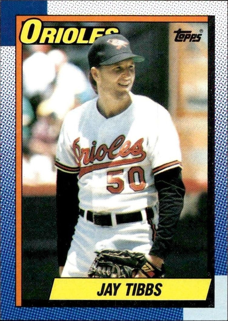 Jay Tibbs 1990 Topps #677 Baseball Trading Card - Front 1990 Topps Jay Tibbs #677 baseball trading card front