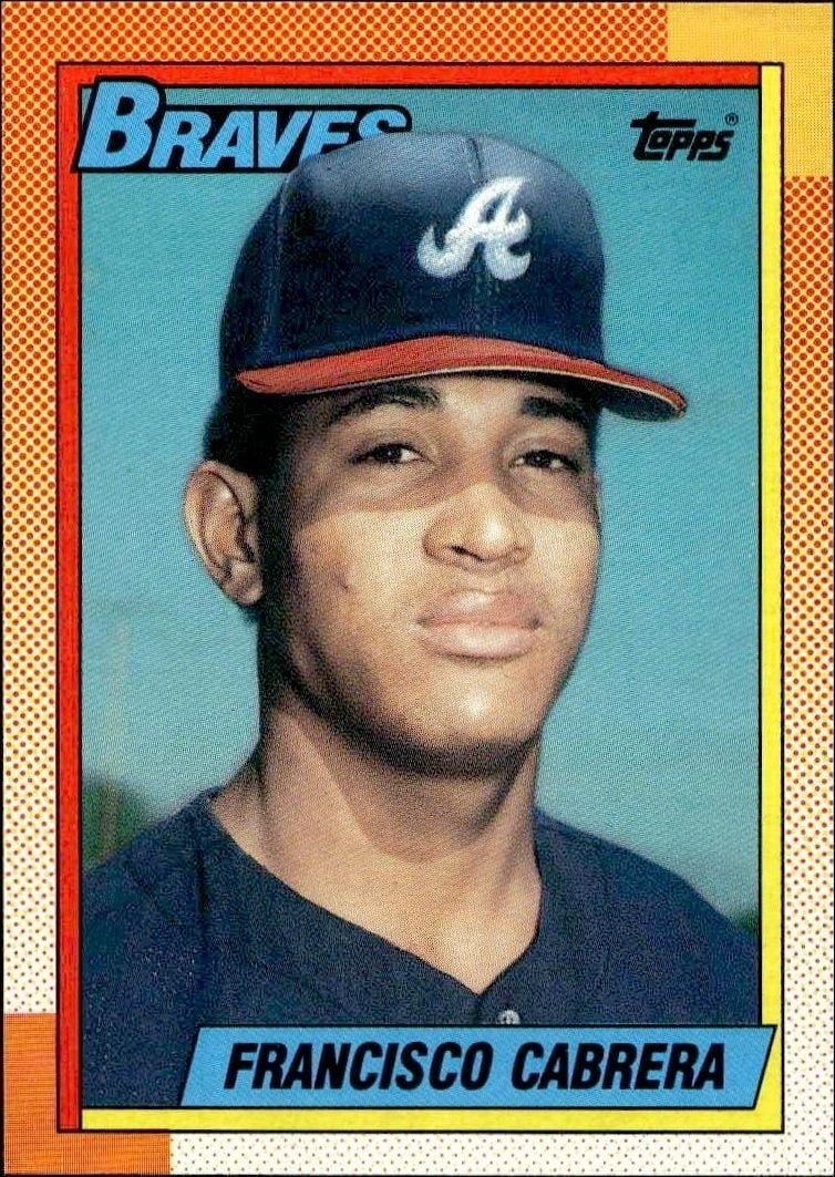 Francisco Cabrera 1990 Topps #254 Baseball Trading Card - Front 1990 Topps Francisco Cabrera #254 baseball trading card front