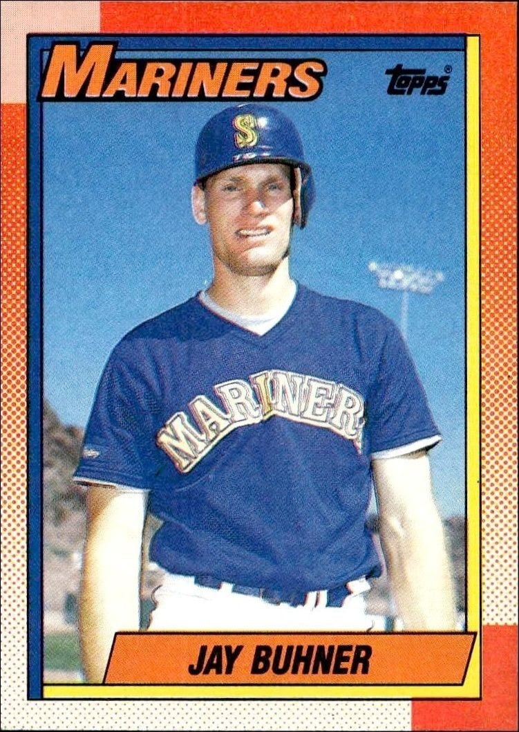 Jay Buhner 1990 Topps #554 Baseball Trading Card - Front 1990 Topps Jay Buhner #554 baseball trading card front