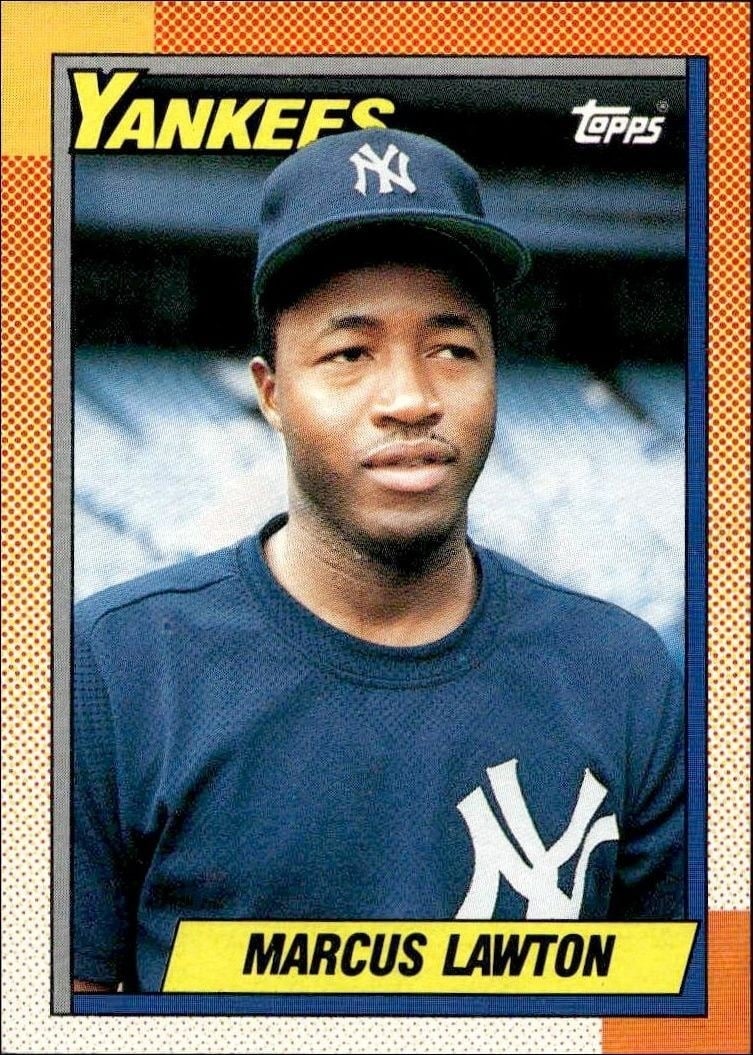 Marcus Lawton 1990 Topps #302 Baseball Trading Card - Front 1990 Topps Marcus Lawton #302 baseball trading card front