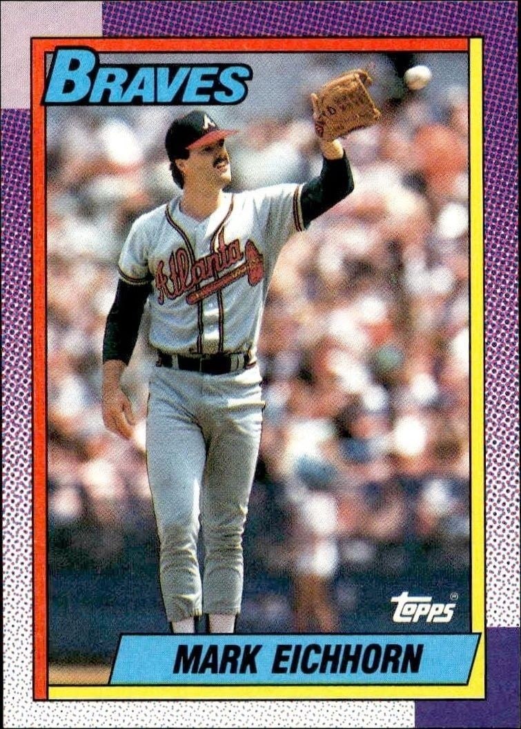 Mark Eichhorn 1990 Topps #513 Baseball Trading Card - Front 1990 Topps Mark Eichhorn #513 baseball trading card front