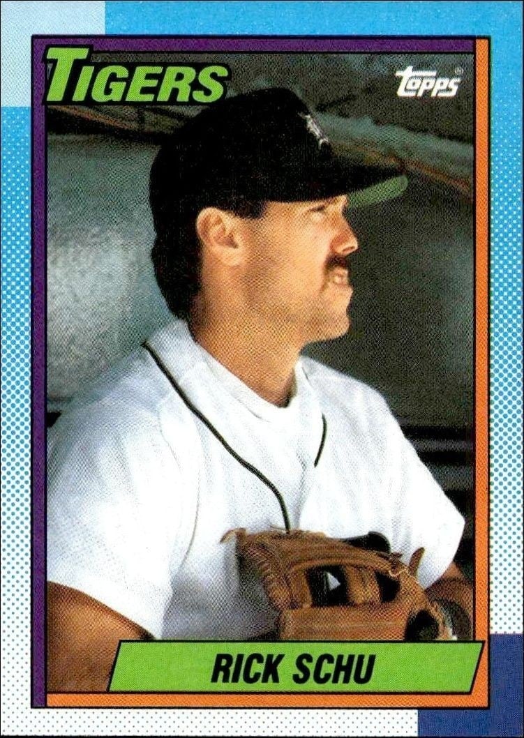 Rick Schu 1990 Topps #498 Baseball Trading Card - Front 1990 Topps Rick Schu #498 baseball trading card front