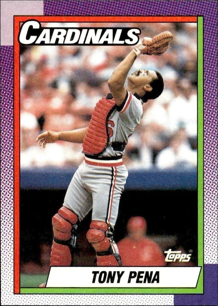 Tony Pena 1990 Topps #115 Baseball Trading Card - Front 1990 Topps Tony Pena #115 baseball trading card front