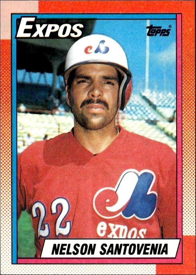 Nelson Santovenia 1990 Topps #614 Baseball Trading Card - Front 1990 Topps Nelson Santovenia #614 baseball trading card front