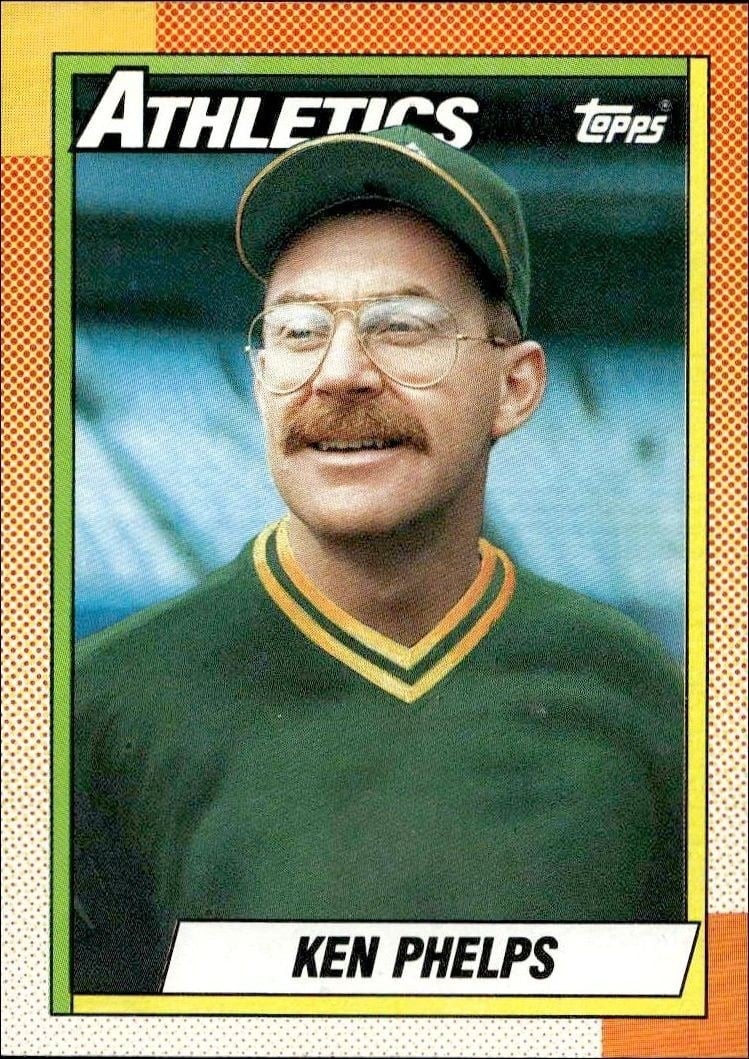 Ken Phelps 1990 Topps #411 Baseball Trading Card - Front 1990 Topps Ken Phelps #411 baseball trading card front