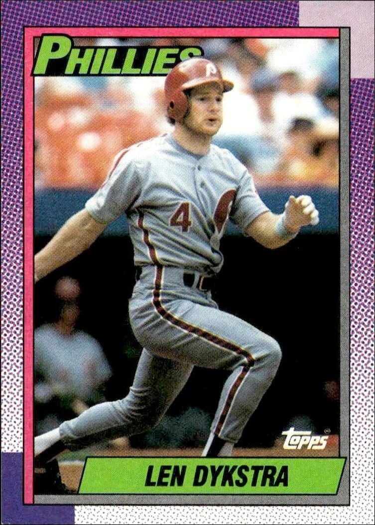 Len Dykstra 1990 Topps #515 Baseball Trading Card - Front 1990 Topps Len Dykstra #515 baseball trading card front