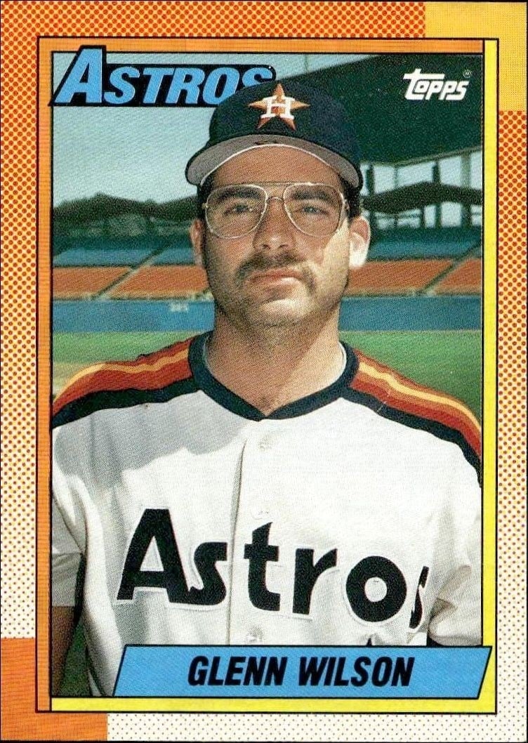 Glenn Wilson 1990 Topps #112 Baseball Trading Card - Front 1990 Topps Glenn Wilson #112 baseball trading card front