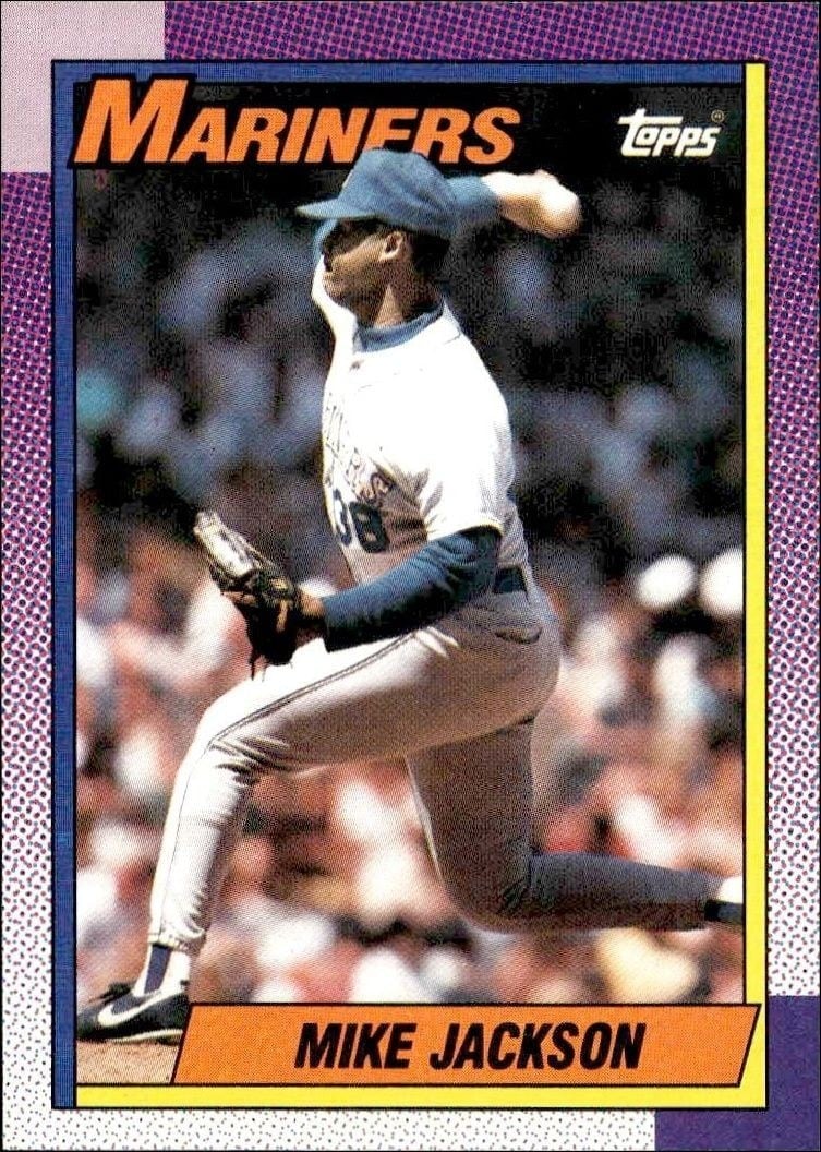 Mike Jackson 1990 Topps #761 Baseball Trading Card - Front 1990 Topps Mike Jackson #761 baseball trading card front