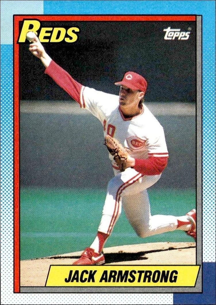 Jack Armstrong 1990 Topps #642 Baseball Trading Card - Front 1990 Topps Jack Armstrong #642 baseball trading card front