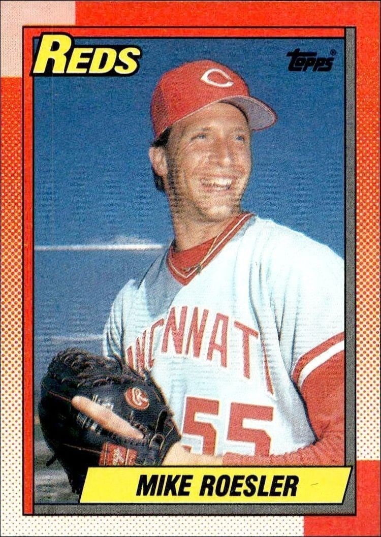 Mike Roesler 1990 Topps #203 Baseball Trading Card - Front 1990 Topps Mike Roesler #203 baseball trading card front
