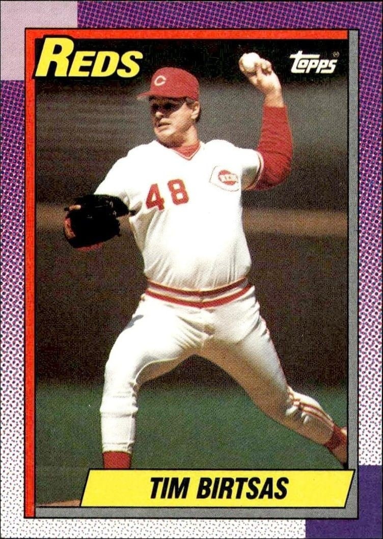 Tim Birtsas 1990 Topps #687 Baseball Trading Card - Front 1990 Topps Tim Birtsas #687 baseball trading card front