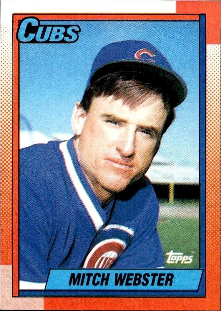 Mitch Webster 1990 Topps #502 Baseball Trading Card - Front 1990 Topps Mitch Webster #502 baseball trading card front