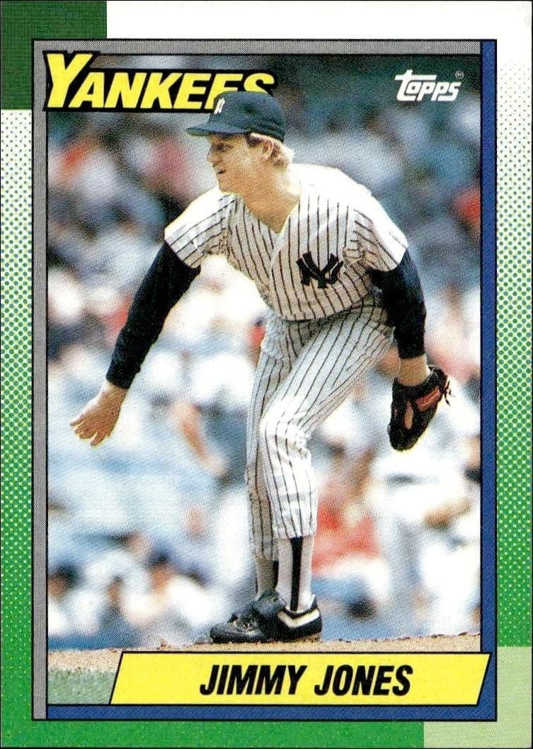 Jimmy Jones 1990 Topps #359 Baseball Trading Card - Front 1990 Topps Jimmy Jones #359 baseball trading card front