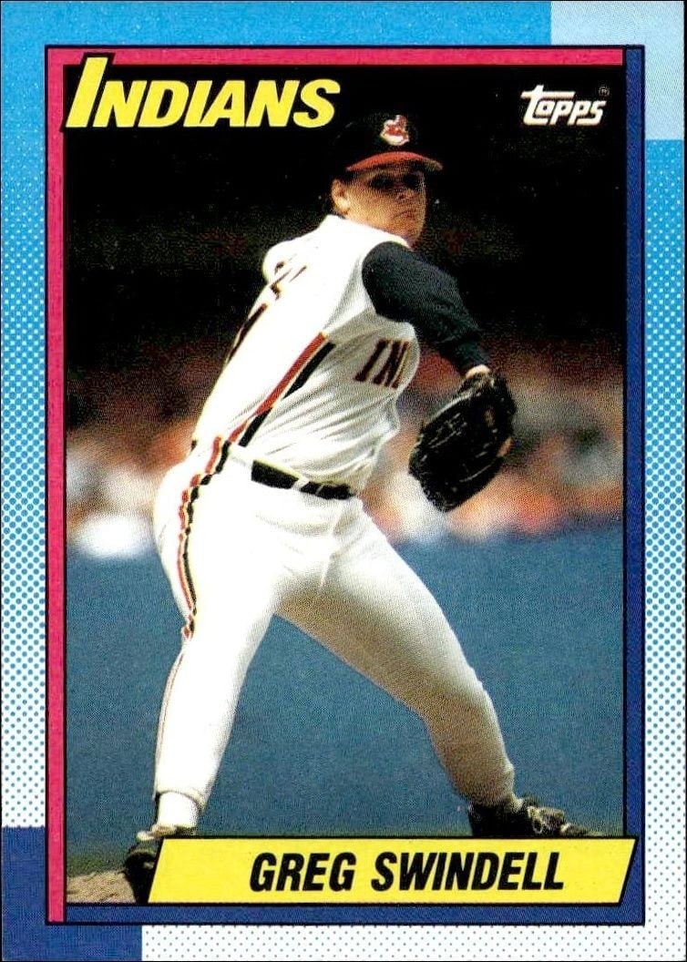 Greg Swindell 1990 Topps #595 Baseball Trading Card - Front 1990 Topps Greg Swindell #595 baseball trading card front