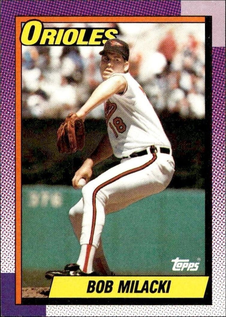 Bob Milacki 1990 Topps #73 Baseball Trading Card - Front 1990 Topps Bob Milacki #73 baseball trading card front